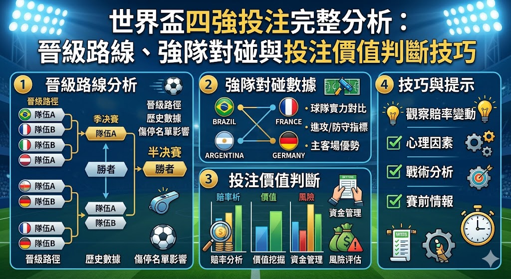 世界盃四強投注完整分析：晉級路線、強隊對碰與投注價值判斷技巧