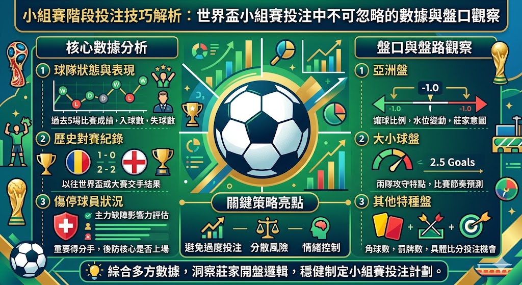 小組賽階段投注技巧解析：世界盃小組賽投注中不可忽略的數據與盤口觀察